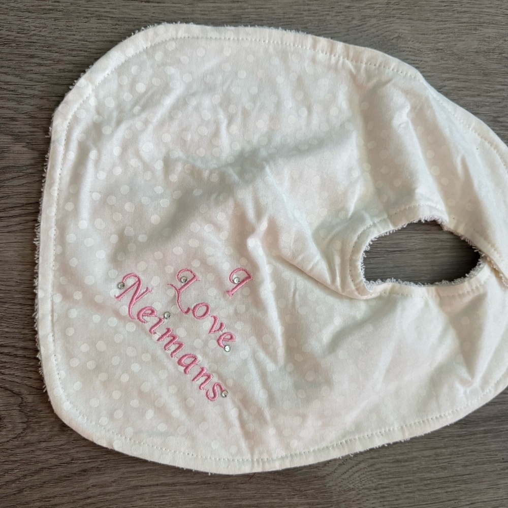 Cream and Pink Baby Bib